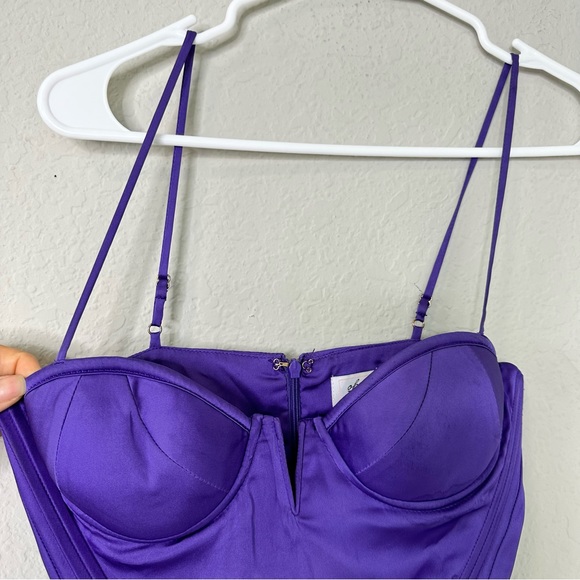 Oh Polly purple satin bustier dress - Picture 9 of 12